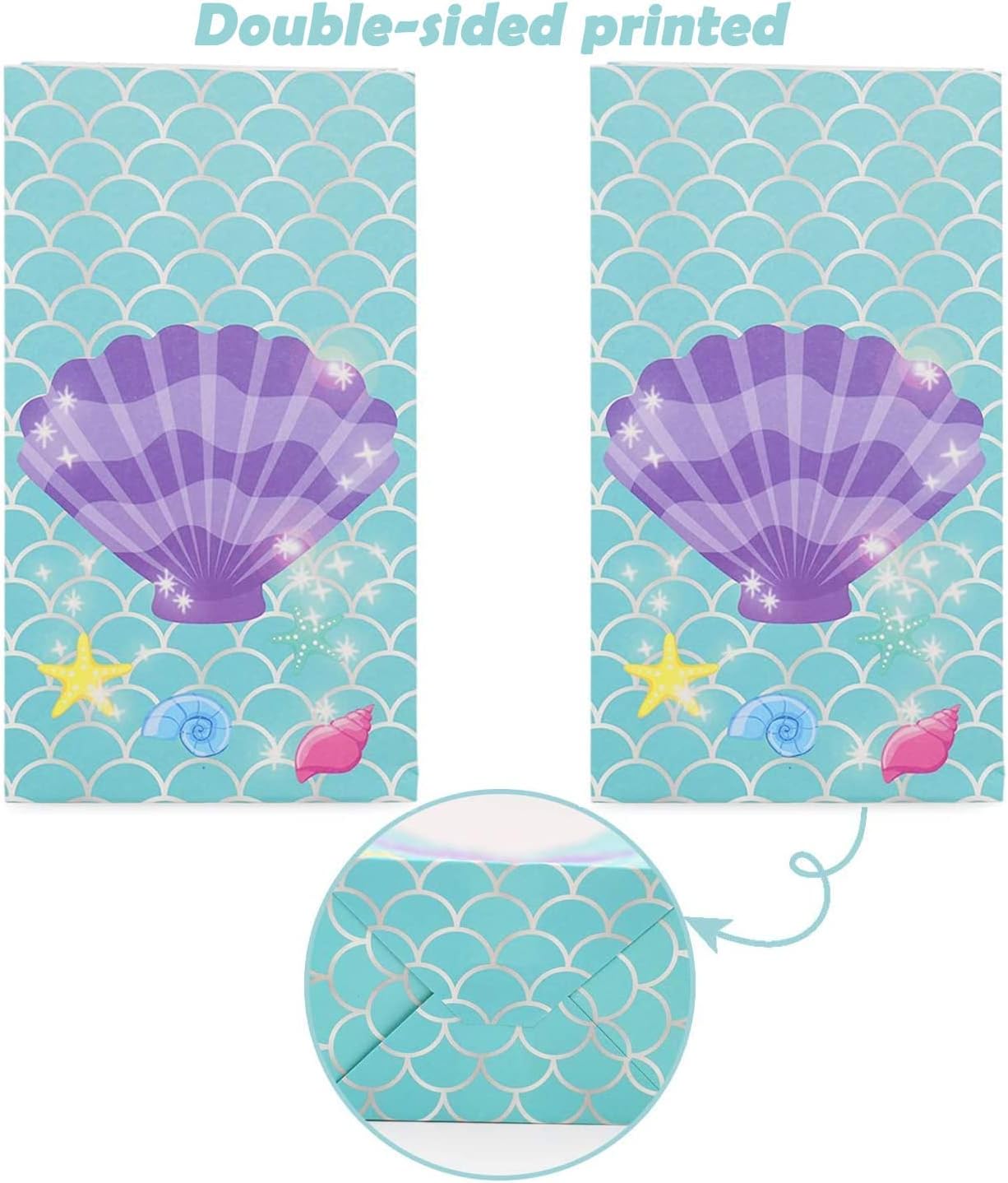 Yaaaaasss! 24 bolsas de dulces de sirenita para fiesta, bolsas de regalo de sirena, bolsas de regalo bajo el mar, bolsas de regalo para decoración