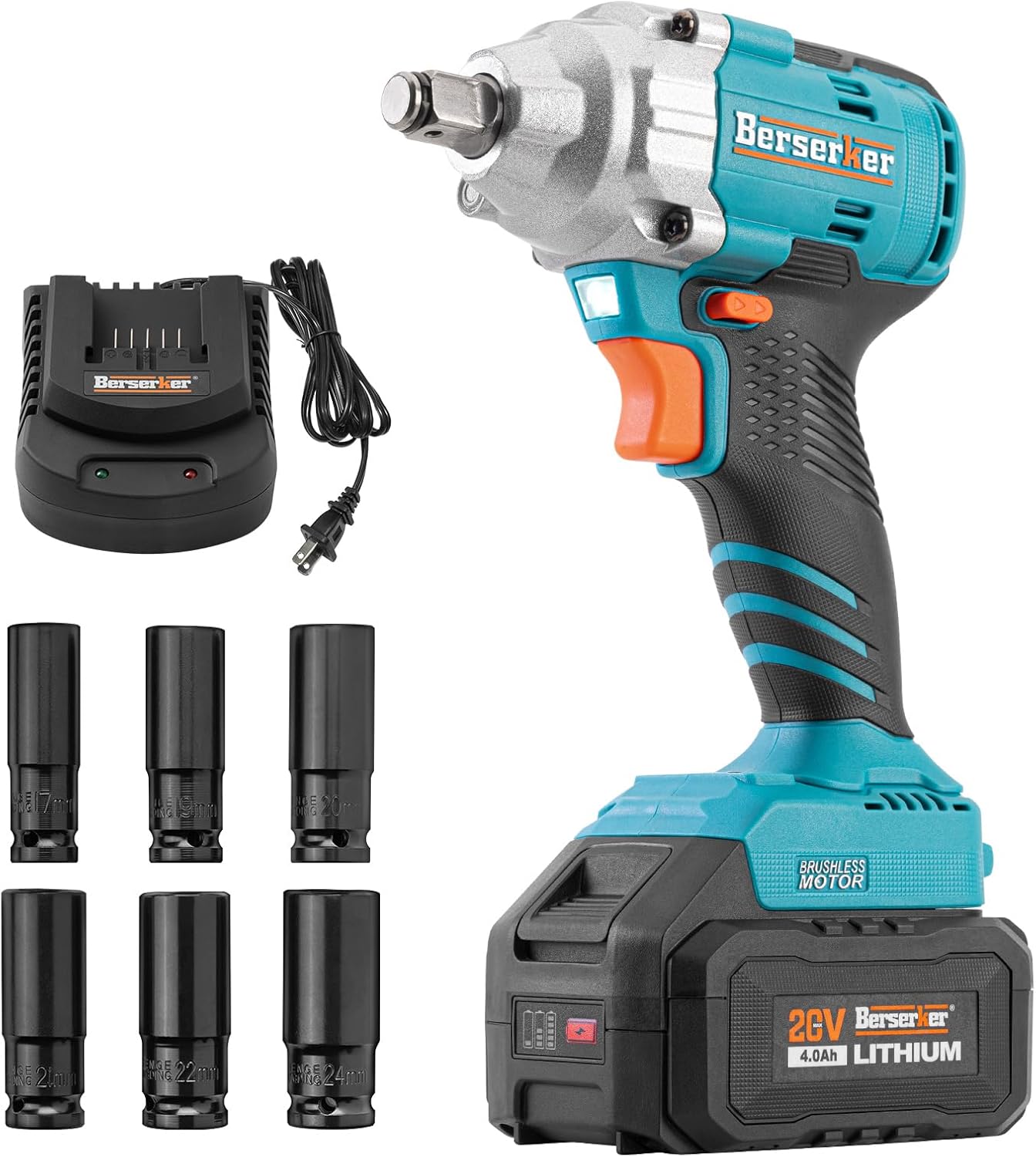 Berserker Llave de impacto inalámbrica de 20 V de 12 pulgada, pistola de impacto sin escobillas de alto par de torsión de 280 pies (380 N.m),