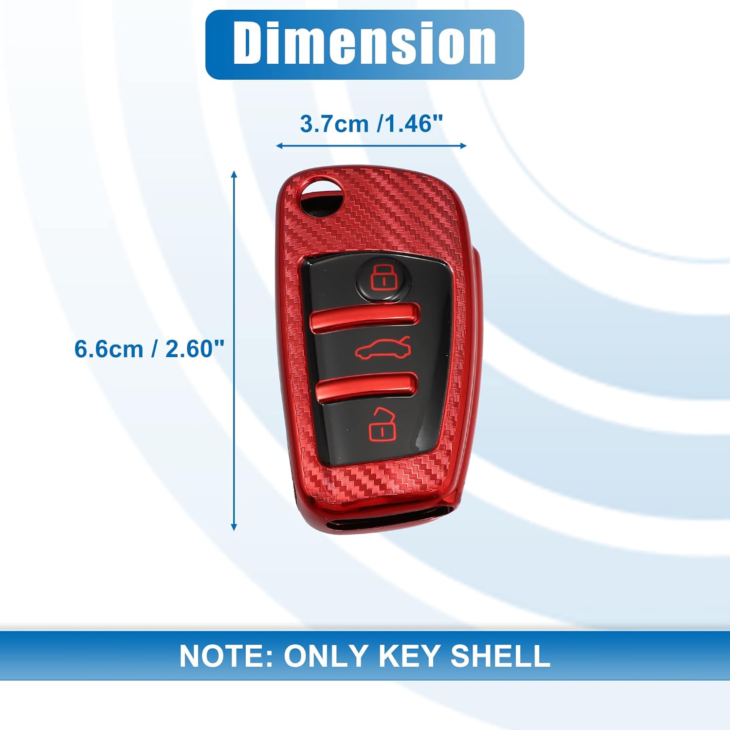 X AUTOHAUX Funda de silicona para llavero inteligente Audi A3 A1 A3 A6 Q2 Q3 Q7 TT TTS R8 S3 S6 RS3 A6L Modelos Fibra de Carbono Patrón Rojo