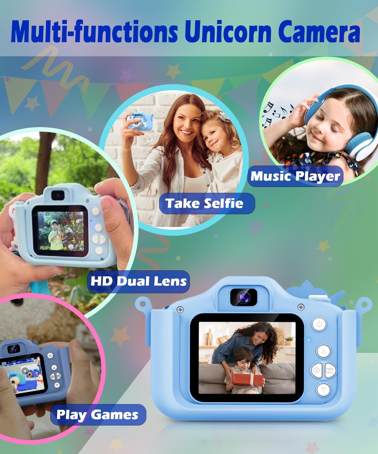 Cámara mejorada para niños, regalo para niñas y niños de 3 a 12 años, cámara de video selfie HD 1080P para niños pequeños, adorables regalos