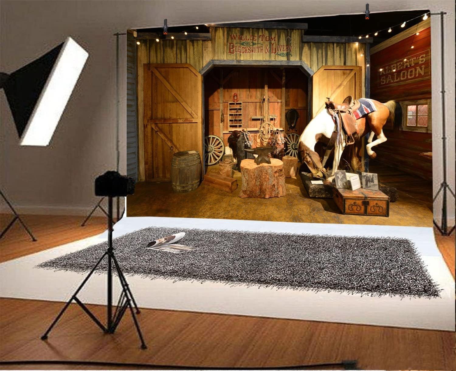 Yeele Telón de fondo del salvaje oeste de 8 x 6 pies para fotografía, fondo de silla de montar de vaquero del viejo oeste, decoración de fiesta,