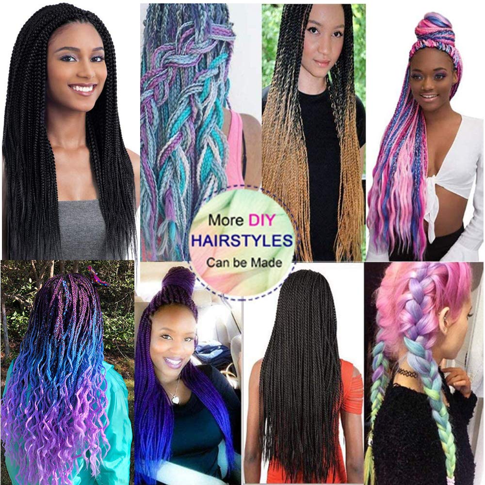 6 juegos de extensiones de cabello Kanekalon trenzado y sombreado, pelo de fibra sintética de alta temperatura de 24 pulgadas para trenzas crochet