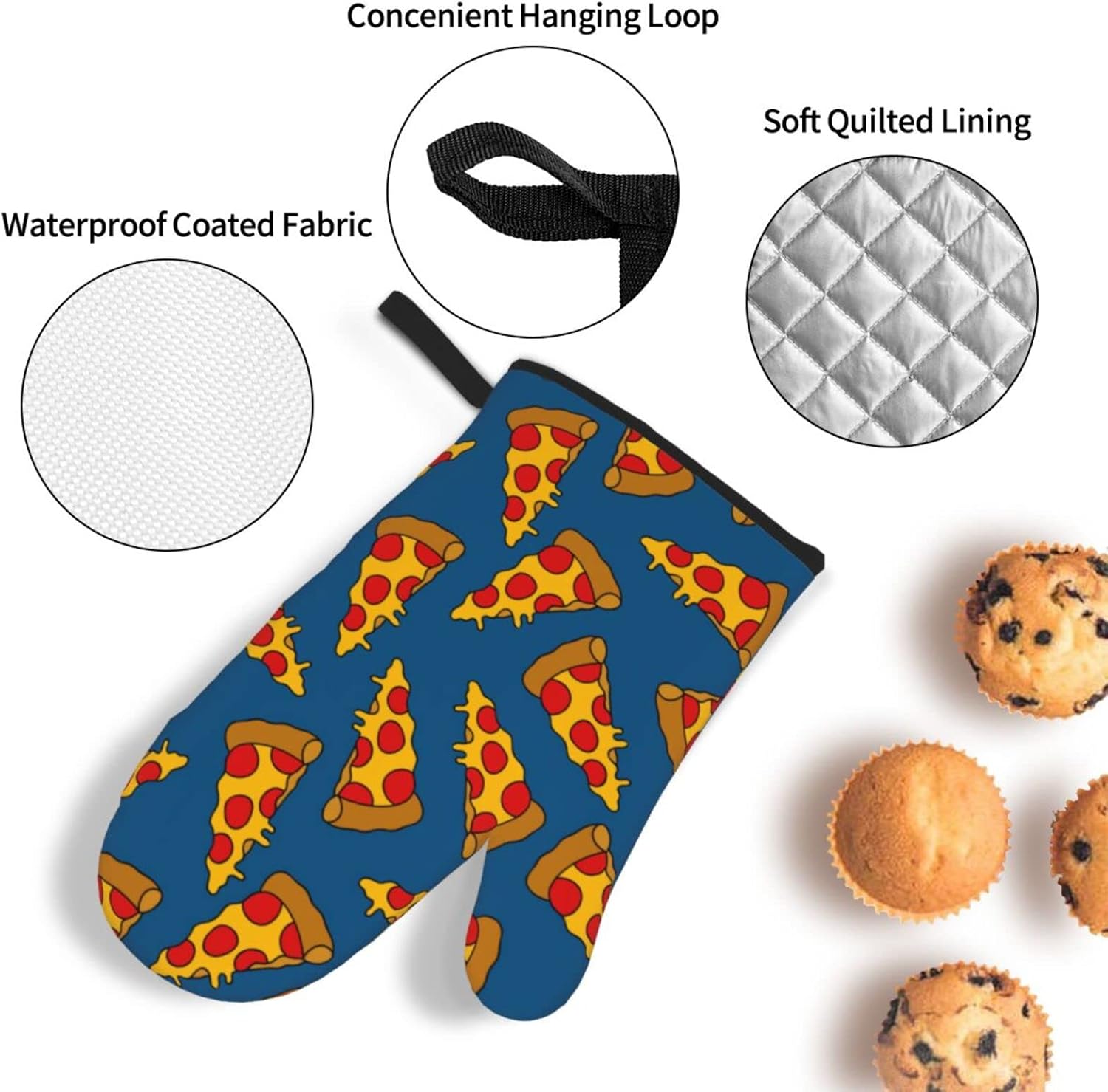 Juego de 4 manoplas de horno y soportes para ollas de pizza, guantes resistentes al calor para cocina, hornear, asar a la parrilla, barbacoa