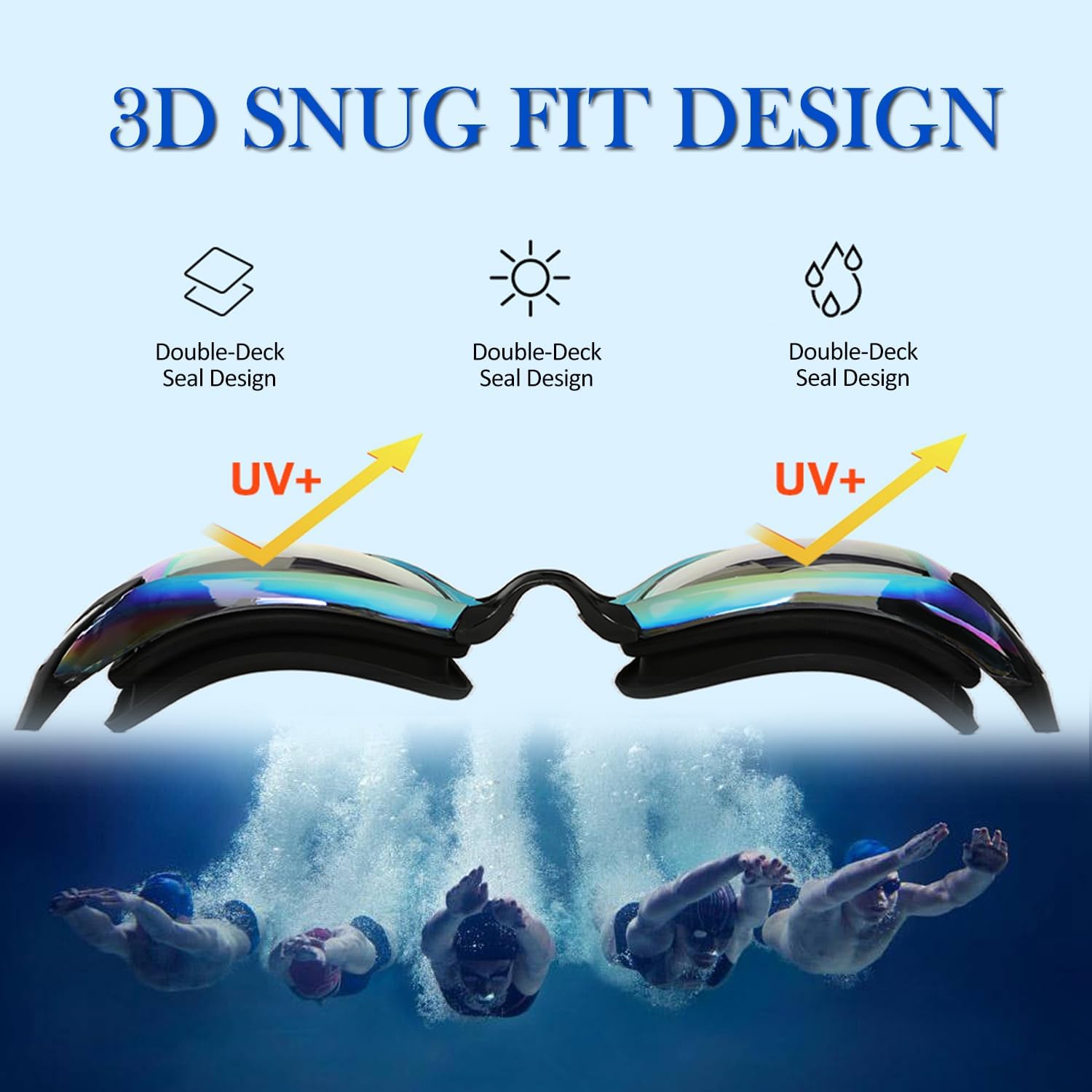 Gafas de natación antivaho sin fugas, protección completa para adultos, hombres, mujeres y jóvenes