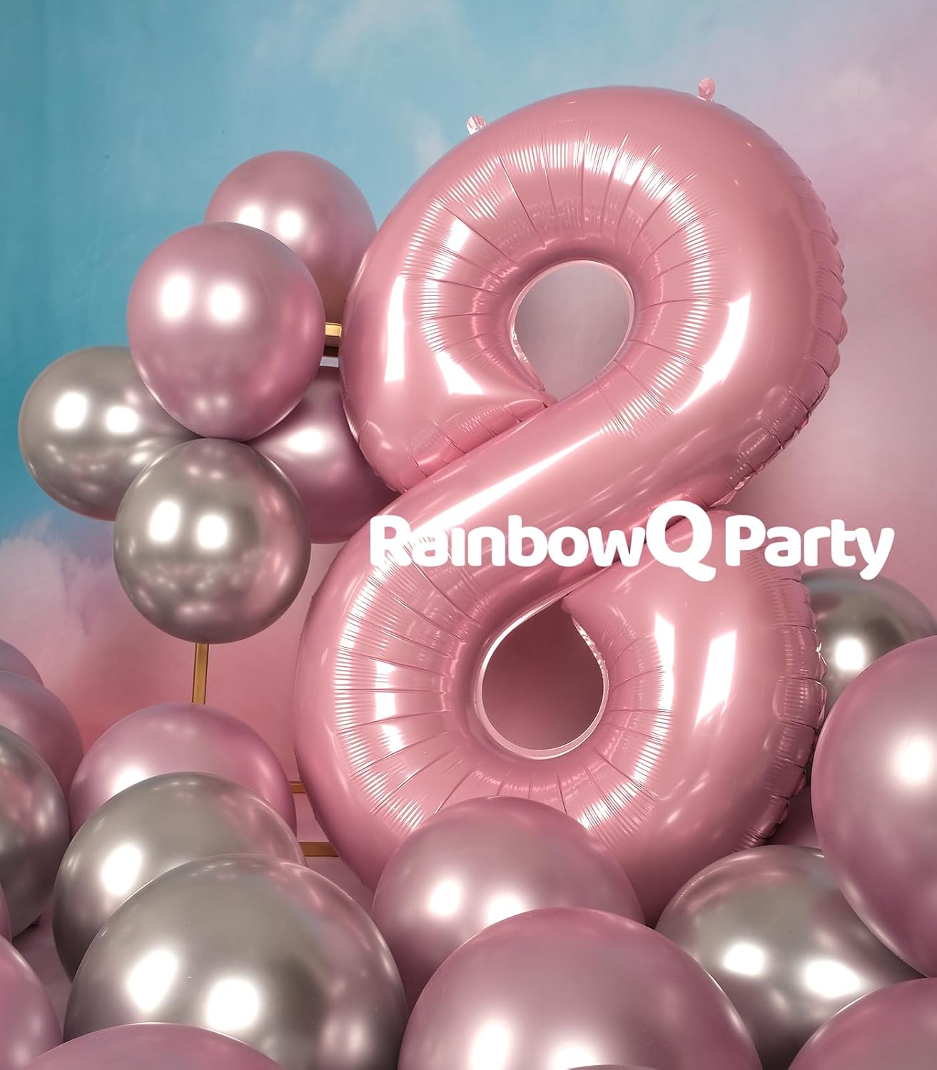Globo de número 8 de 40 pulgadas para niño o niña, color rosa grande 0-9, globos grandes de Mylar de 8 números, suministros de decoración de fiesta