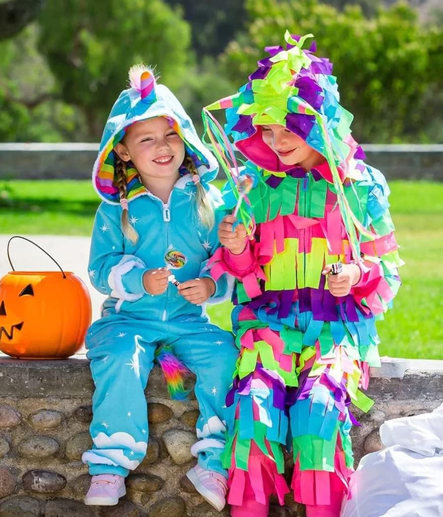 Tipsy Elves Disfraz de piñata de Halloween multicolor brillante para niños, fácil de vacaciones, talla M