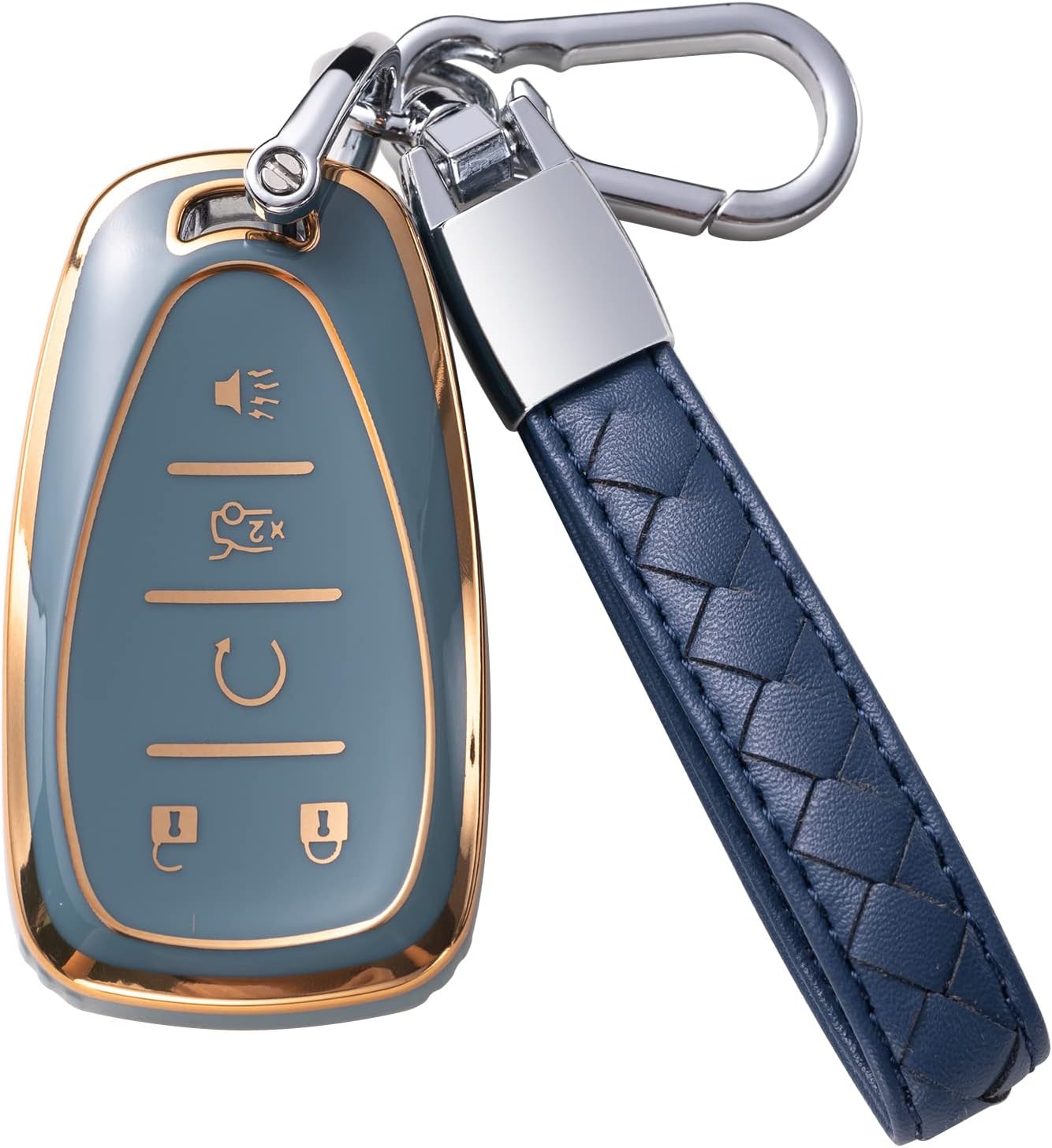 Compatible con funda para llavero Chevy con cordón de cuero, funda de protección para llave de automóvil para Chevrolet Equinox Malibu Camaro