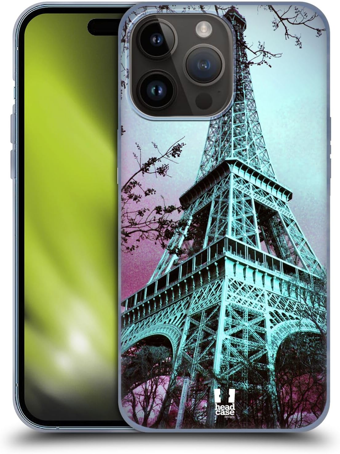 Head Case Designs Eiffel Tower Paris France Best of Places – Juego de 2 fundas de gel suave compatible con Apple iPhone 15 Pro Max