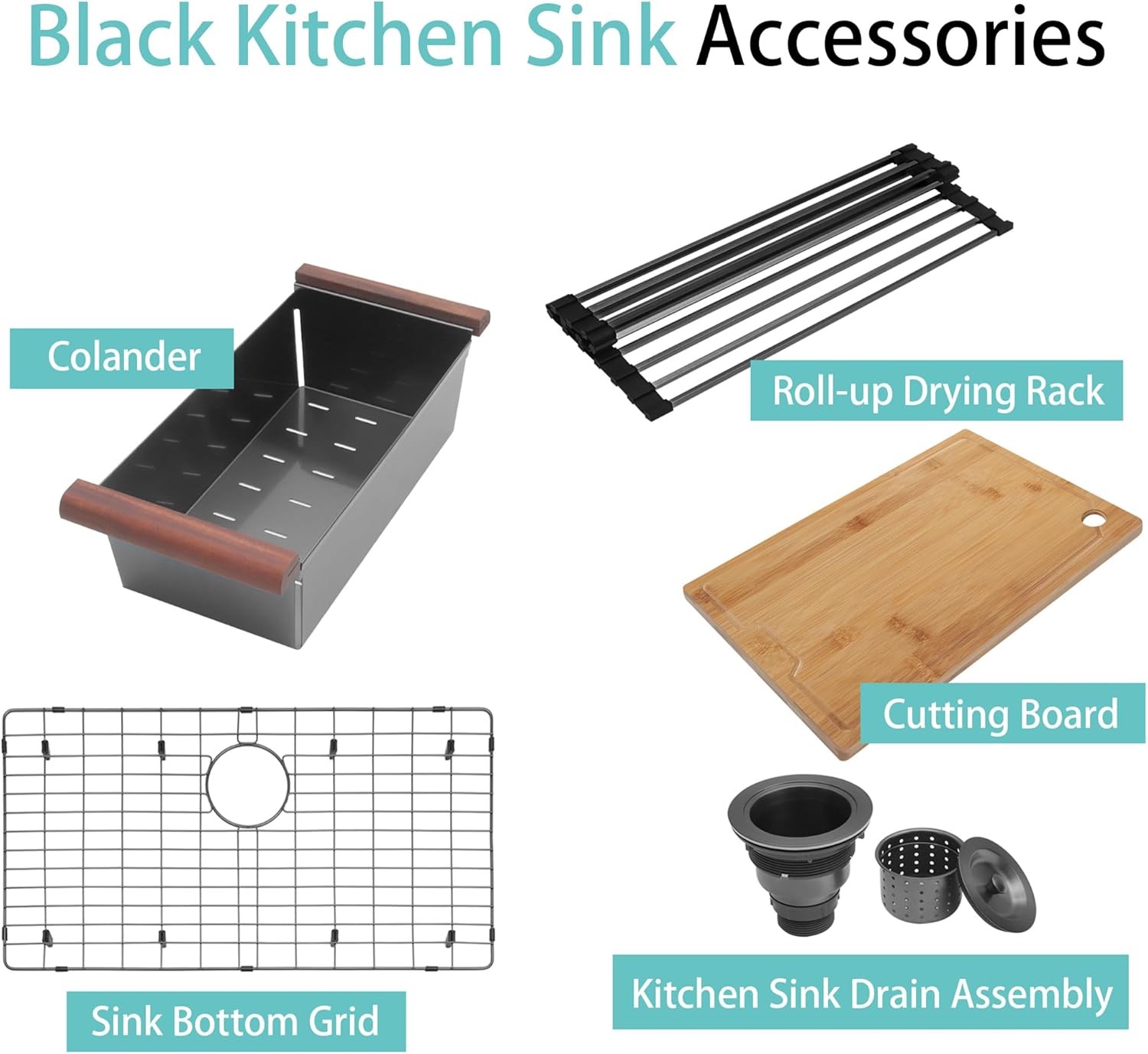MONSINTA Fregadero de cocina, fregadero de cocina negro de 33 x 22 pulgadas, fregadero de cocina de acero inoxidable, fregadero de cocina de un solo