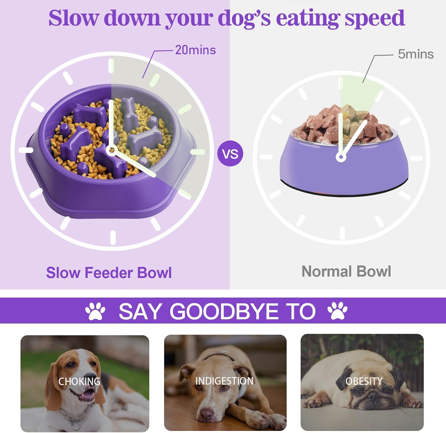 UPSKY Cuenco de alimentación lenta para perro, antiasfixia, alimentación lenta, cuenco de rompecabezas interactivo para detener la hinchazón, plato