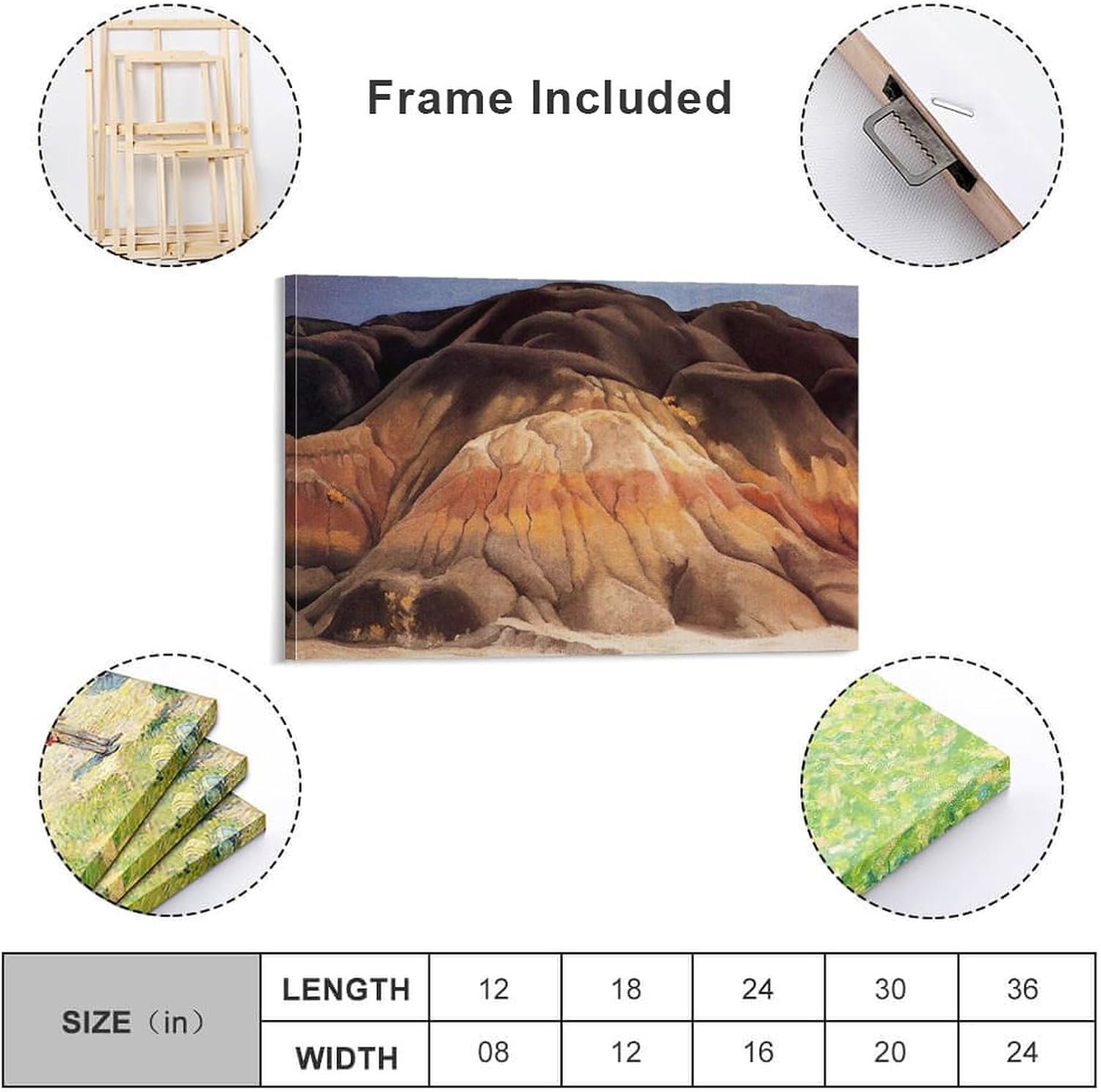 Georgia O’Keeffe Grey Hills – Póster de pared en lienzo con diseño de colinas grises, pósteres de pintura fotográfica, decoración del hogar, 20 x 30