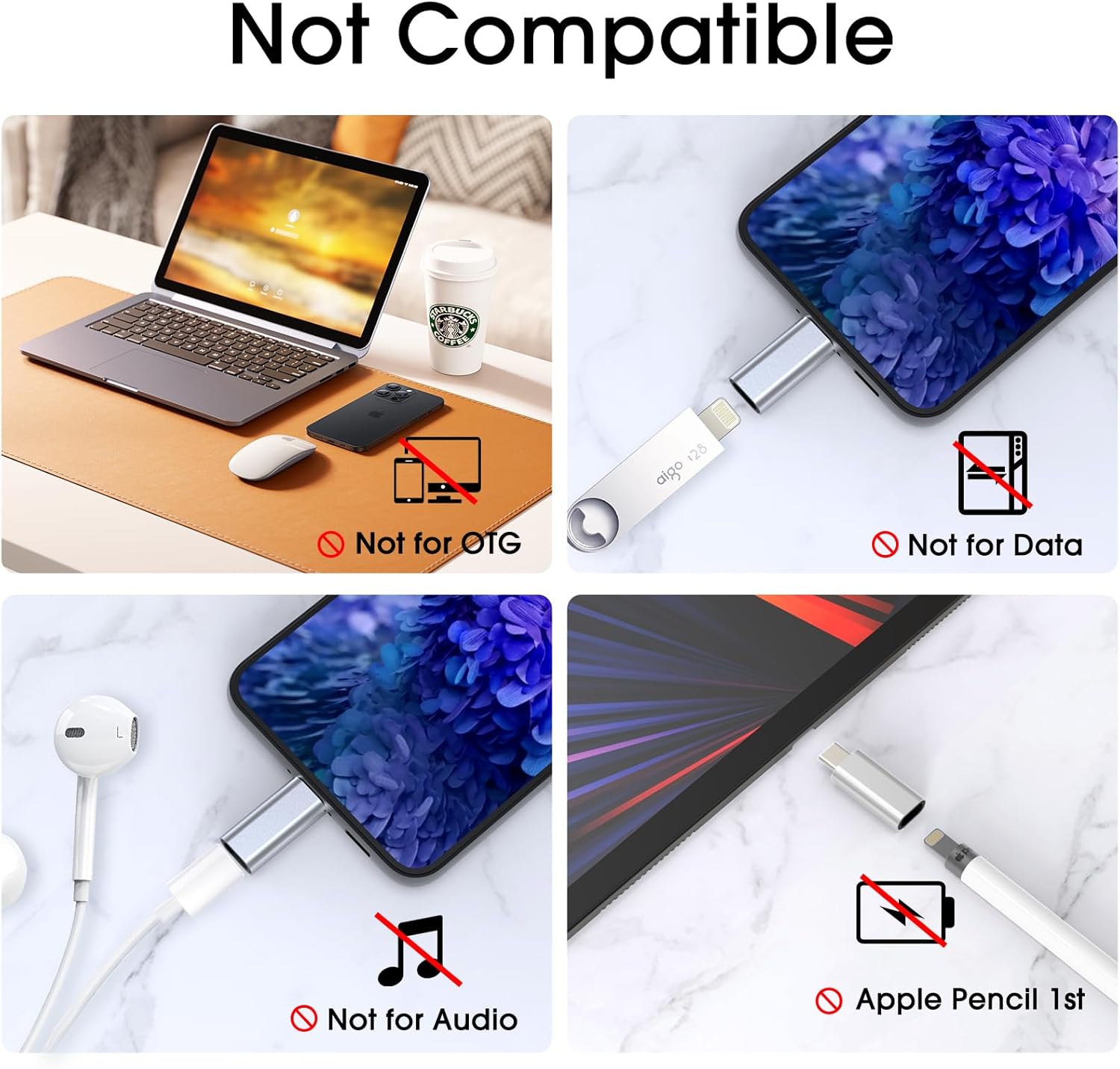 Adaptador Lightning a USB C, 1 paquete de adaptador de carga rápida PD para iPhone serie 15iPadMacBookSamsungGoogle y más dispositivos tipo C, no OTG