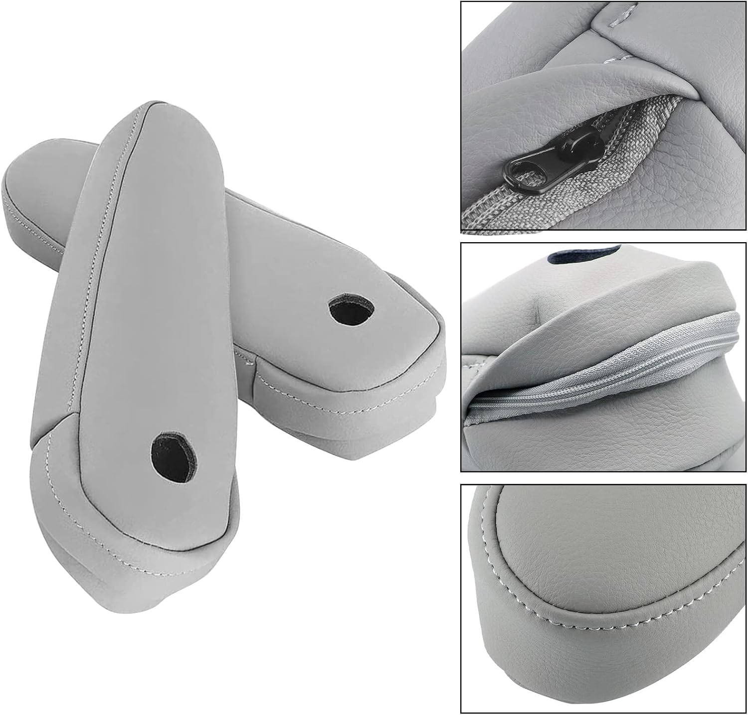 2 fundas de repuesto de cuero gris para reposabrazos compatibles con Lexus RX 300 330 350 2003 2004 2005 2006 2007 2008 2009 (solo parte de cuero)