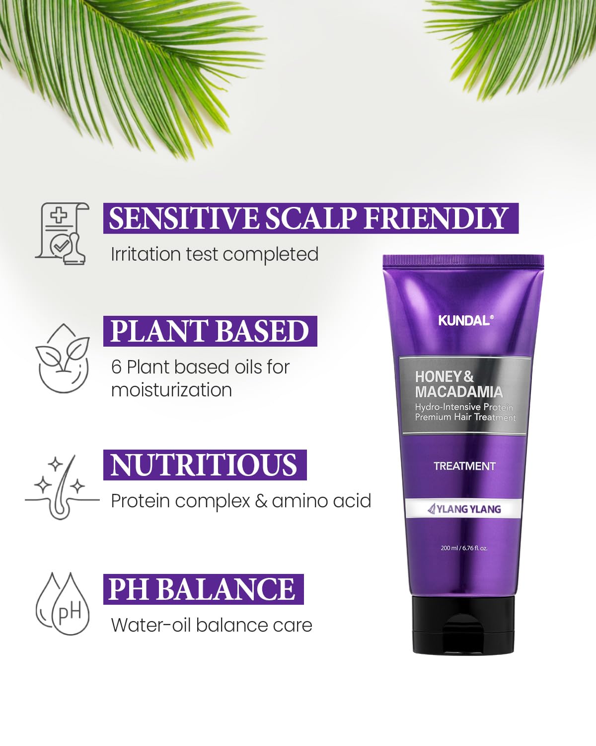KUNDAL Juego de champú y acondicionador natural para el cabello aroma a ylang ylang – Reparación del cabello de daño definitivo fortalecer, nutrir y