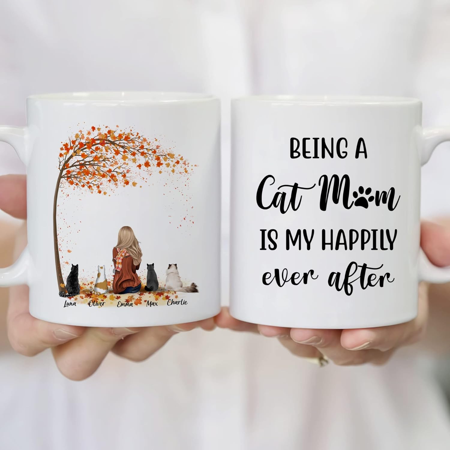 Gossby Taza personalizada con texto en inglés “Being A Cat Mom”, regalo personalizado para mujeres con diseño, nombre, raza de gato, cumpleaños, día