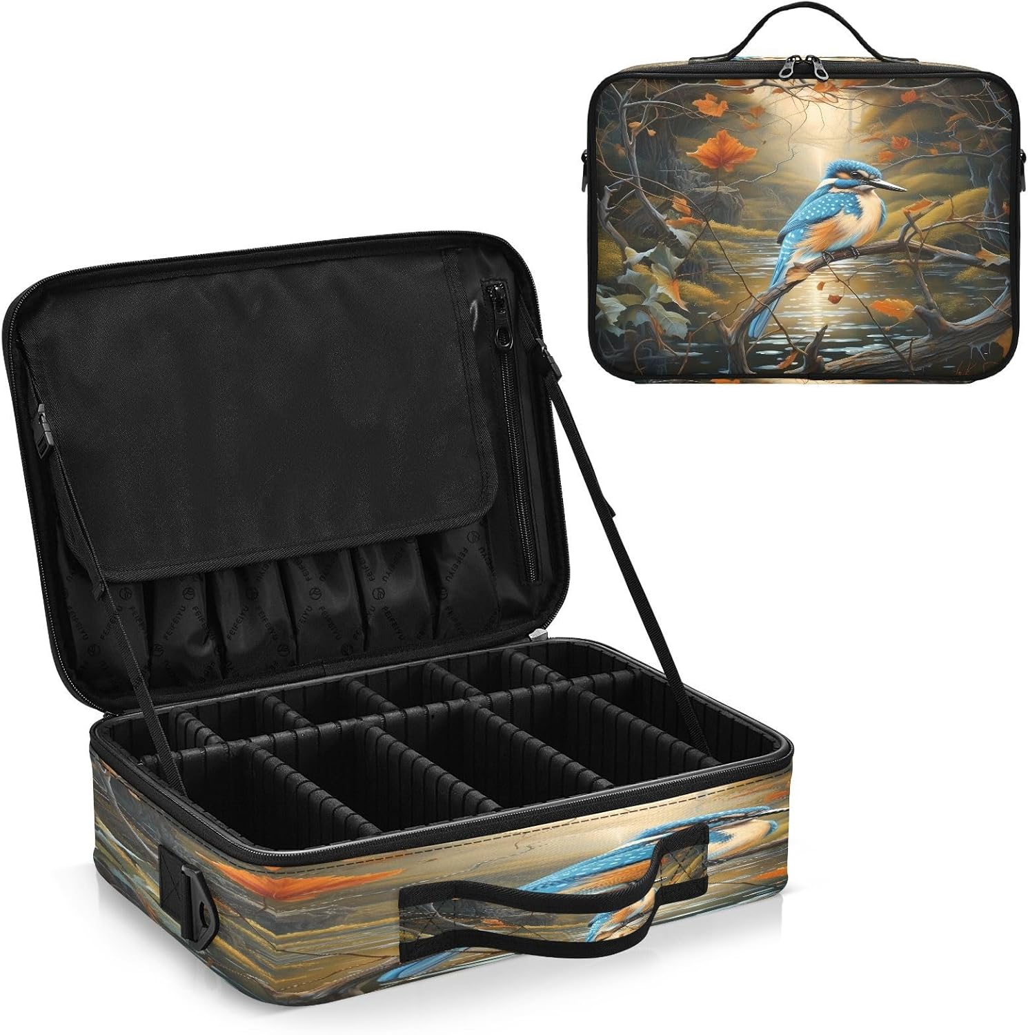 Blue Bird Riverside – Bolsa de maquillaje cosmética para artículos de aseo personal de viaje, bolsa de aseo para mujer, bolsa de aseo para mujer,