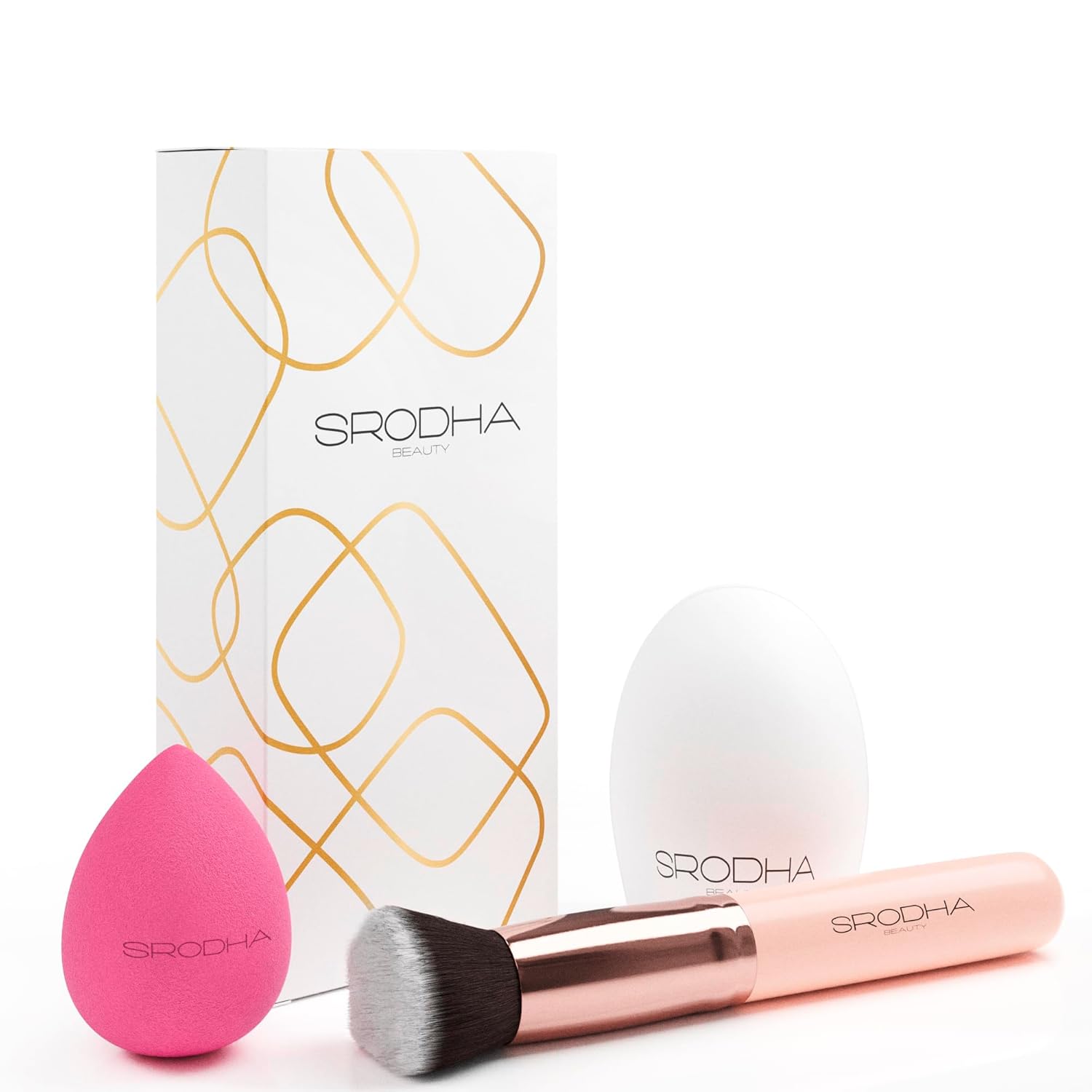 Juego de brochas de maquillaje de belleza, kit de 3 piezas, brochas faciales, base líquida, corrector, rubor, mezcla de colorete, incluye kabuki de