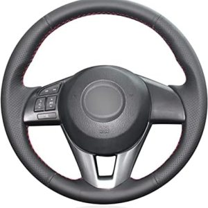 Cubierta de volante de costura a mano para Mazda 3 Axela para Mazda 6 Atenza para Mazda 2 CX-3 CX-5 Scion IA línea blanca Cubierta de volante de costura a mano para Mazda 3 Axela para Mazda 6 Atenza para Mazda 2 CX-3 CX-5 Scion IA línea blanca