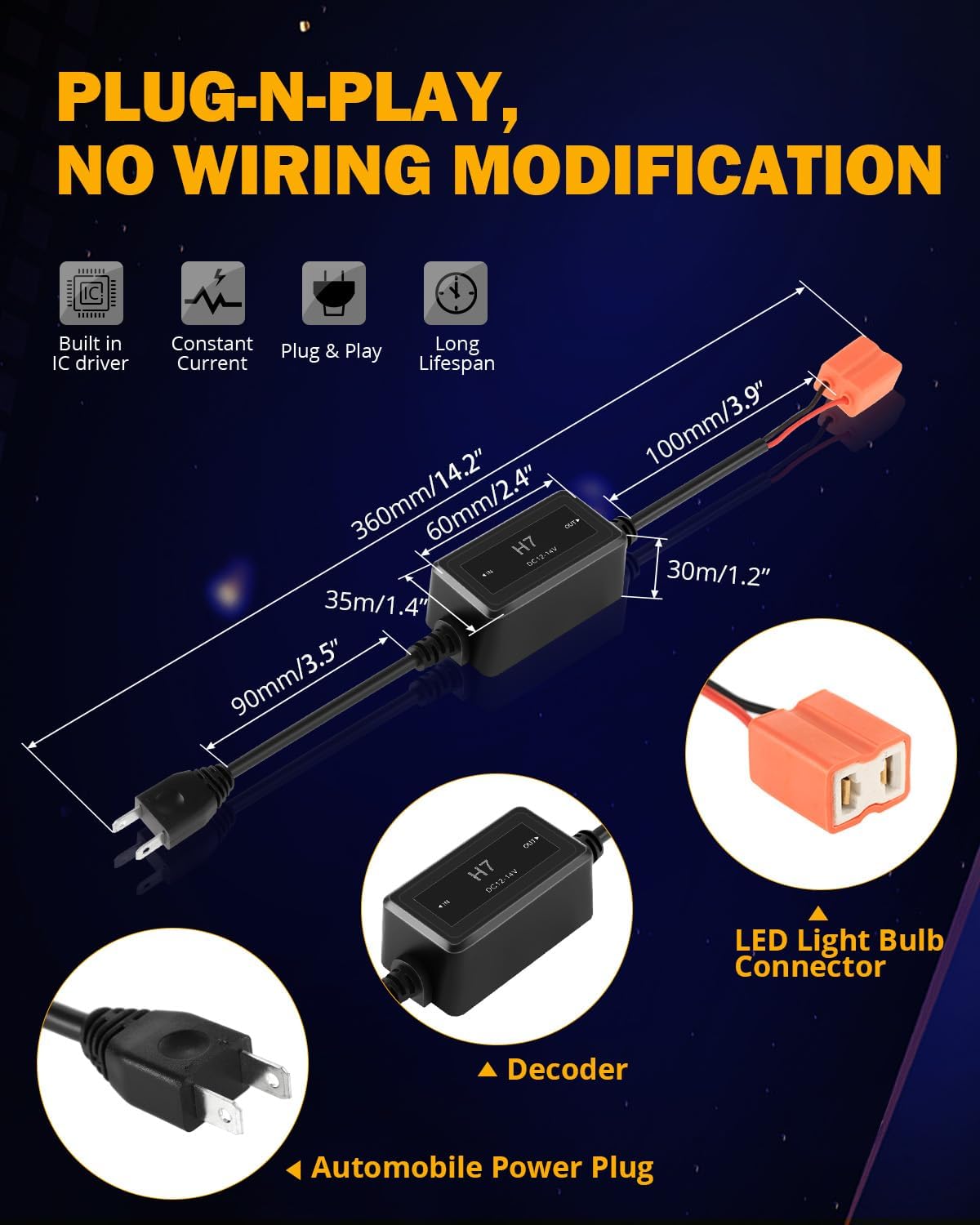 Auxbeam Kit de conversión LED sin errores adaptador de arnés de cableado