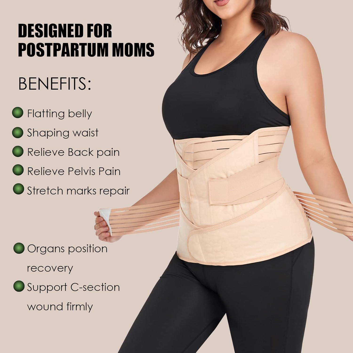 Banda para el vientre posparto 3 en 1, faja de recuperación para abdominal, faja poscirugía, cinturón de apoyo para el abdomen, la cintura y la