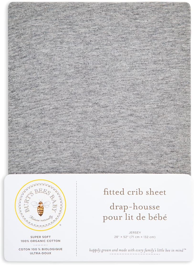 Burt’s Bees Baby – Sábana bajera para cuna, para niñas y niños y unisex, 100% algodón orgánico, para colchones estándar para cuna y niños pequeños