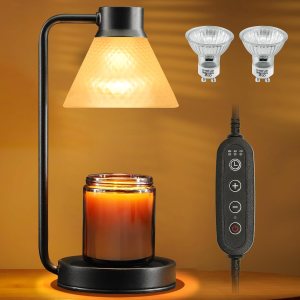Atapeas Lámpara calentadora de velas, calentador eléctrico de lámpara de vela con regulable y temporizador para velas perfumadas en frascos, luz Atapeas Lámpara calentadora de velas, calentador eléctrico de lámpara de vela con regulable y temporizador para velas perfumadas en frascos, luz