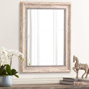 AAZZKANG Espejos para pared, espejo biselado rústico grande con marco de madera, espejo colgante decorativo para casa de campo, dormitorio, baño, AAZZKANG Espejos para pared, espejo biselado rústico grande con marco de madera, espejo colgante decorativo para casa de campo, dormitorio, baño,