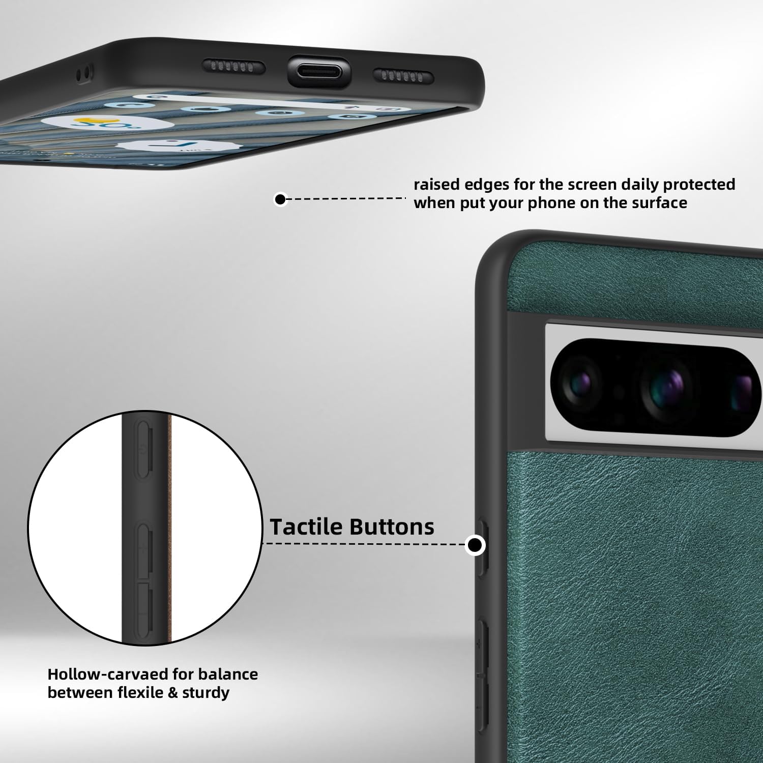 X-level Funda para Google Pixel 8 Pro, delgada y delgada de piel sintética de alta calidad, suave TPU a prueba de golpes, funda protectora para