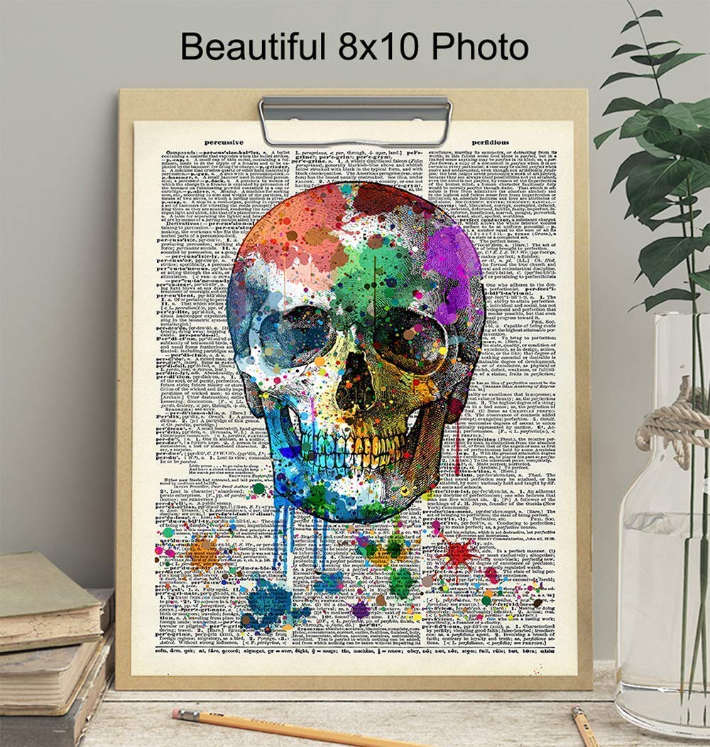 Skull Decor – Skull Wall Decor – Graffiti Skull Wall Art – Gothic Decorations – Goth Wall Art – Grunge Posters Room Decor – Trippy Wall Art – Skull