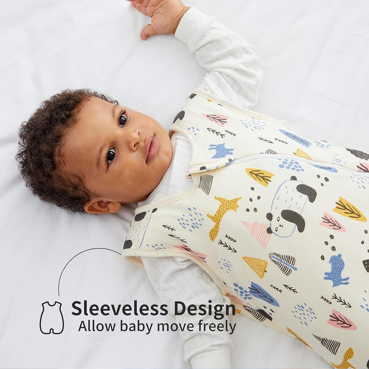 Duomiaomiao Saco de dormir unisex para bebé, 100% algodón, TOG 2.5, manta portátil, saco de dormir con cremallera de 2 vías para bebé, niña y niño