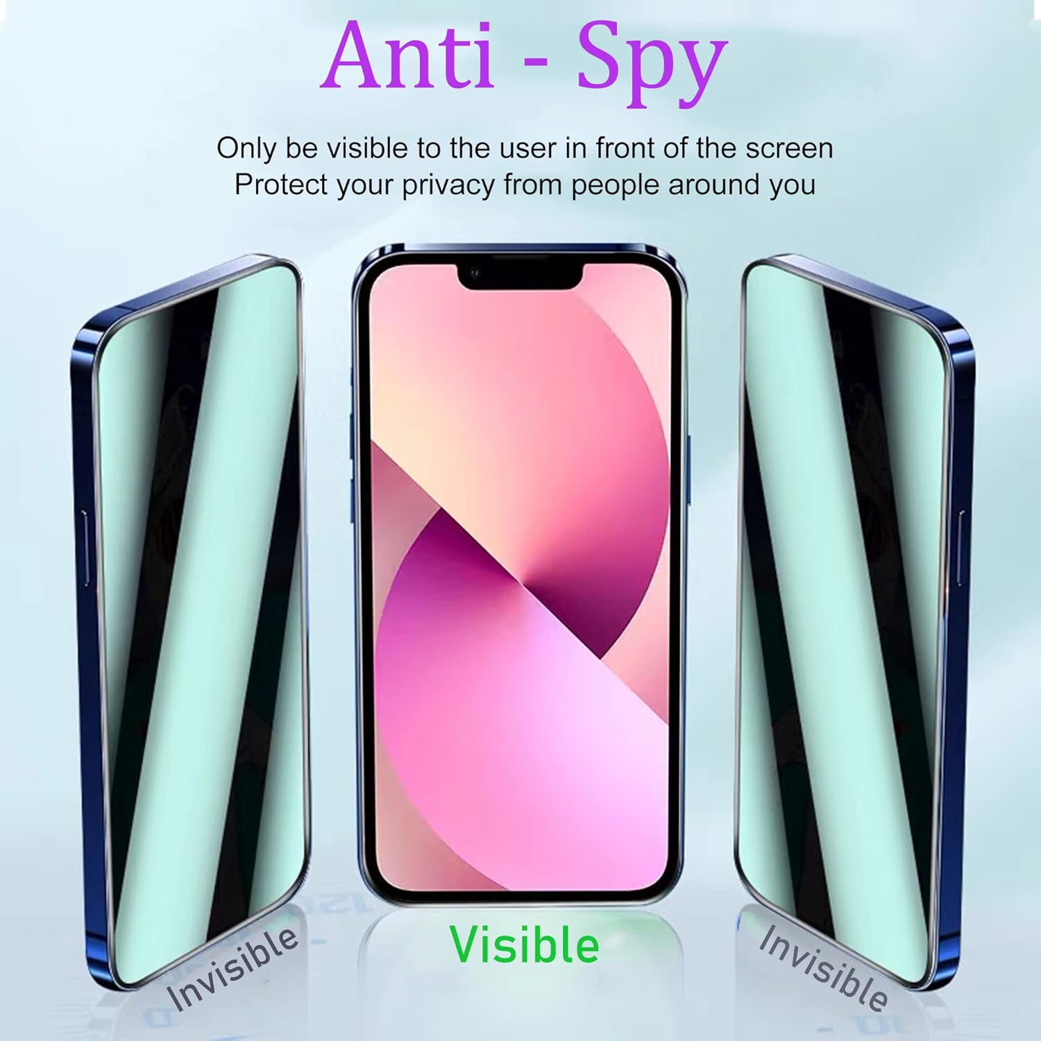 Paquete de 3 compatibles con iPhone 1413 y compatibles con iPhone 13 Pro, protector de pantalla de privacidad, bolsa de aire, antiluz azul, película