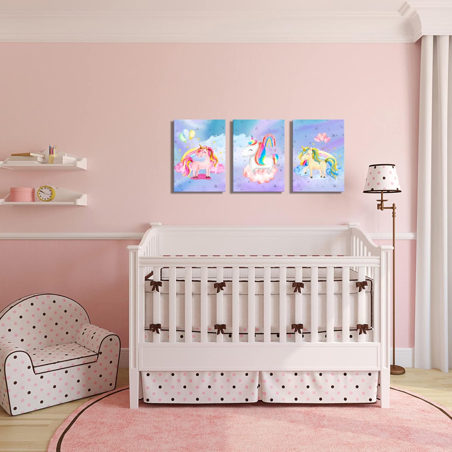 YUANAND Arte de pared de unicornio para dormitorio de niña, cuadros de lienzo de arcoíris para decoración del hogar del cuarto del bebé, carteles