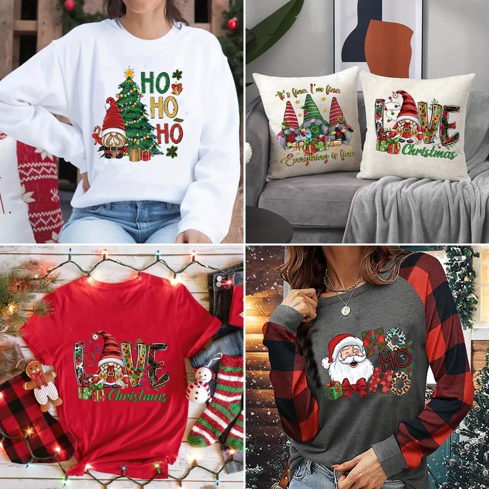 6 parches de transferencia para planchar de Navidad, diseño de Navidad, calcomanías de vinilo de transferencia de calor, calcomanías de vinilo de