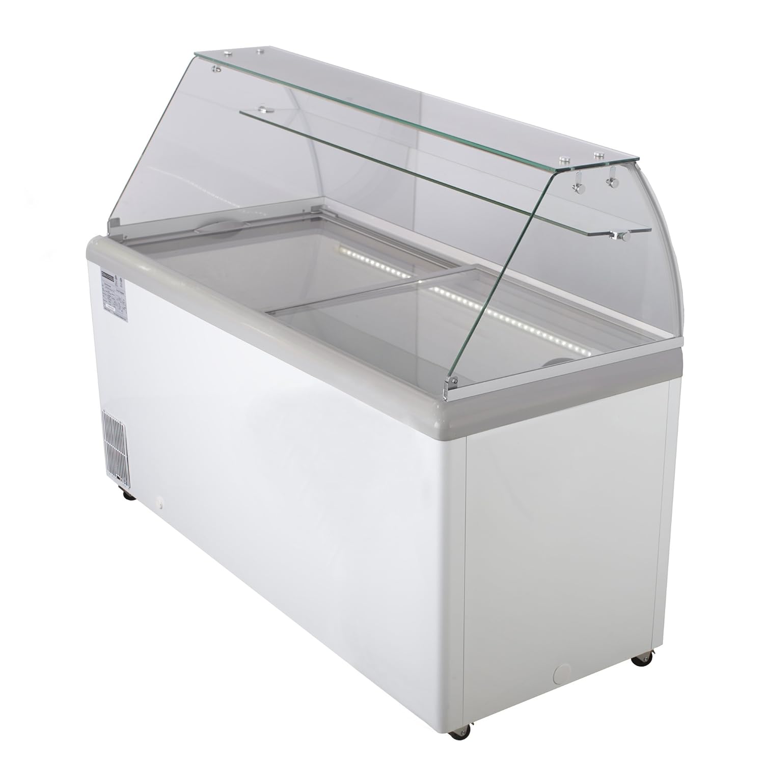 Maxx Cold MXDC-12 – Congelador comercial de helados con vidrio curvo, capacidad para hasta veintidós (22) tinas de sabor, 70 pulgadas, color blanco