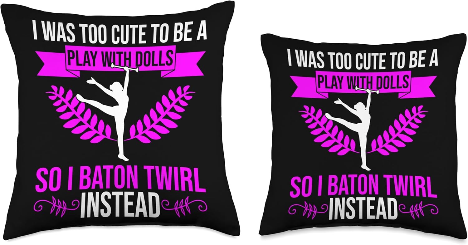 Baton Twirling & Majorette Dance Designs Majorette Cheerleader Design for Baton Twirler Throw Pillow, 18×18, Multicolor