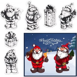 Sellos transparentes de Papá Noel para hacer tarjetas y decoraciones de álbumes de fotos, sellos de regalo de Navidad, sellos de silicona Sellos transparentes de Papá Noel para hacer tarjetas y decoraciones de álbumes de fotos, sellos de regalo de Navidad, sellos de silicona
