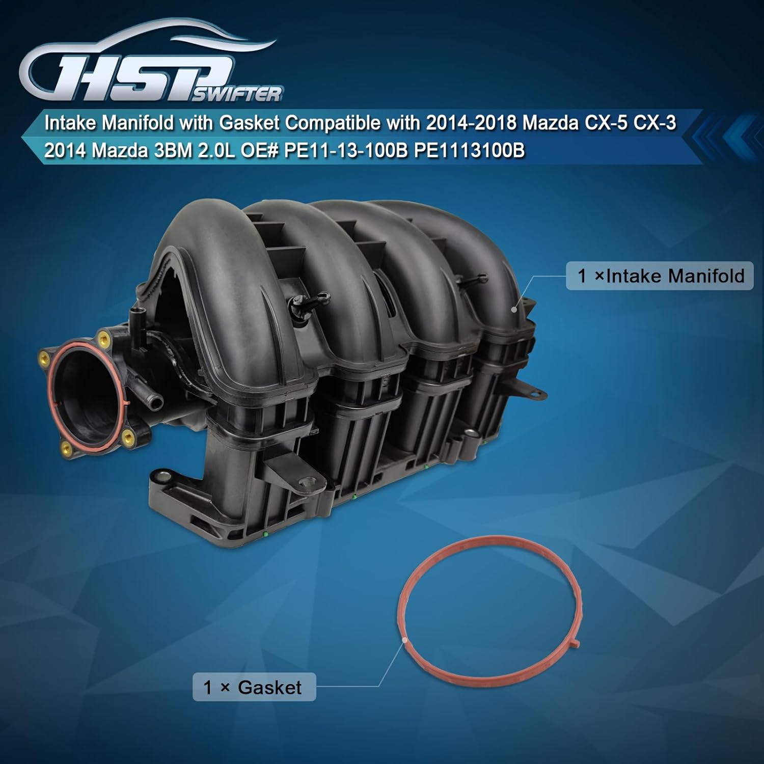 Colector de admisión con junta compatible con Mazda CX-5 CX-3 2014-2018 Mazda 3BM 2.0L OE# PE11-13-100B PE111313100B