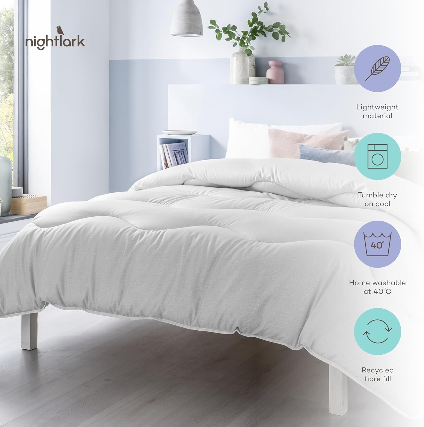 NIGHT LARK – Edredón de cama todo en uno – Alternativa al plumón – Todas las estaciones – Colección de lino – Edredón cálido y ligero – Lavable a