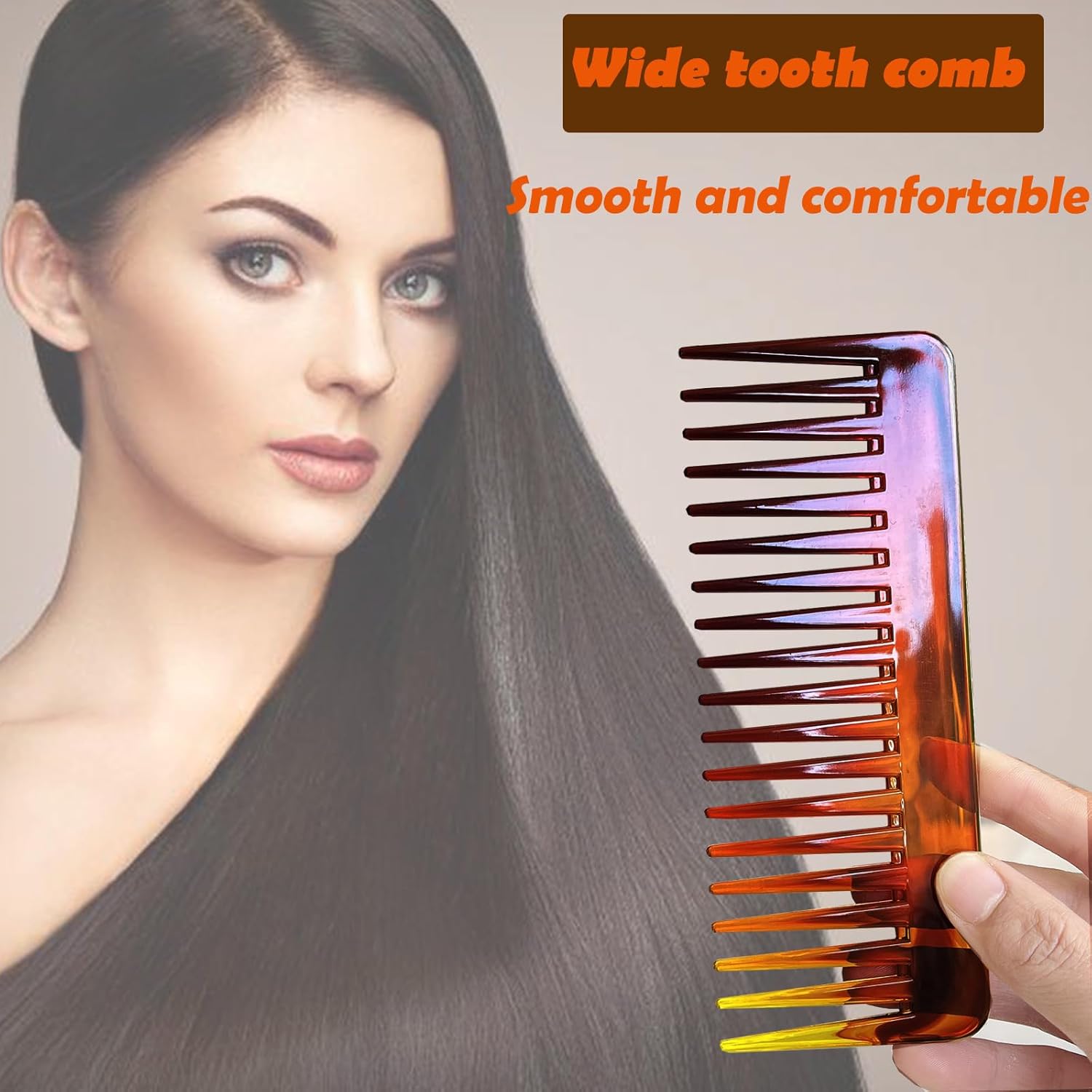 2 peines de dientes anchos, peine desenredante de cabello grande de 6.3 pulgadas, peine de ducha para cabello rizado, cabello húmedo y seco, sin