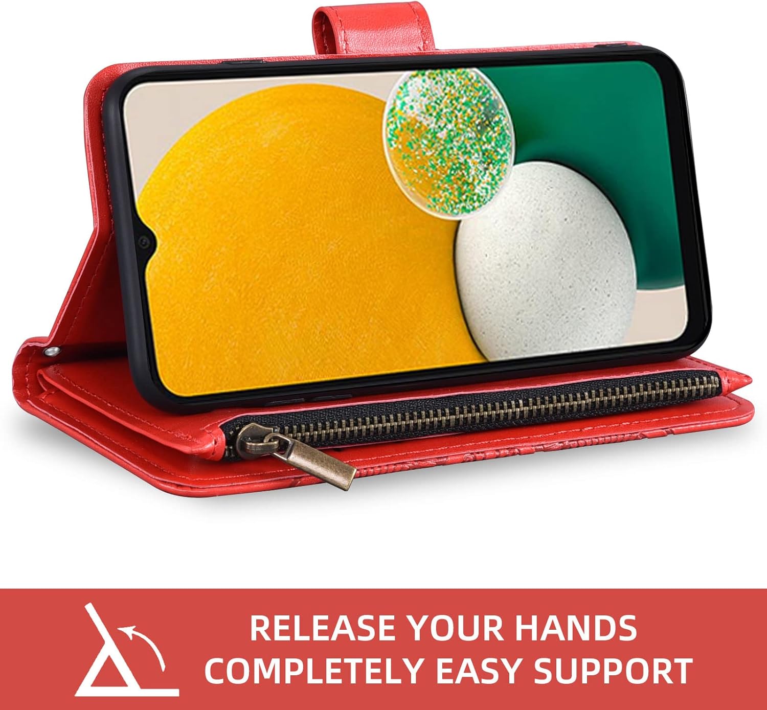 Asuwish Funda tipo cartera compatible con Samsung Galaxy A13 5G y protector de pantalla de vidrio templado, funda para teléfono celular con tapa