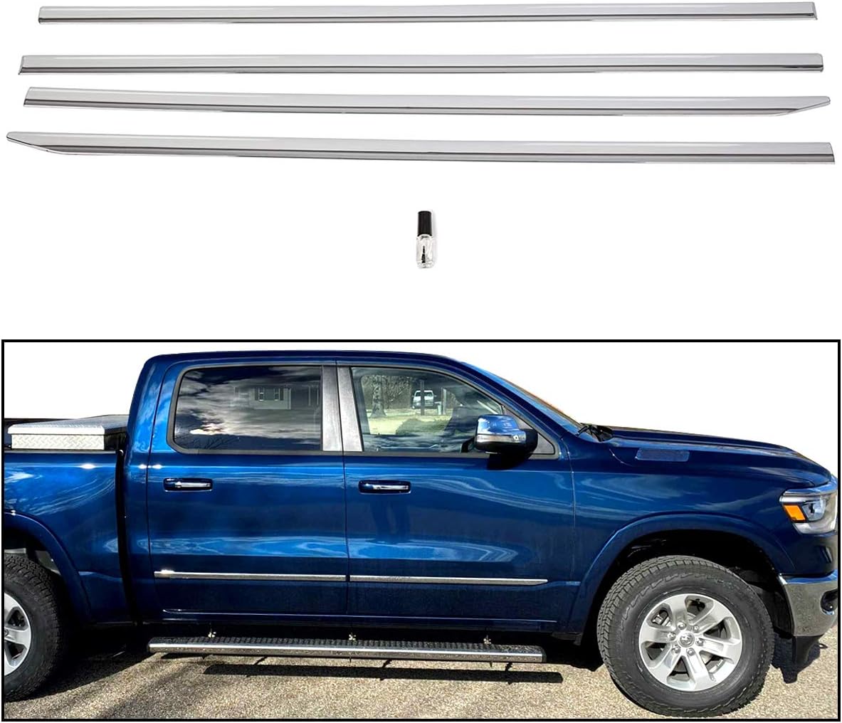 ECOTRIC Molduras de carrocería cromadas compatibles con Dodge Ram 1500 Crew Cab 2019-2021, nuevo estilo de carrocería