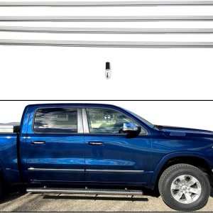 ECOTRIC Molduras de carrocería cromadas compatibles con Dodge Ram 1500 Crew Cab 2019-2021, nuevo estilo de carrocería ECOTRIC Molduras de carrocería cromadas compatibles con Dodge Ram 1500 Crew Cab 2019-2021, nuevo estilo de carrocería