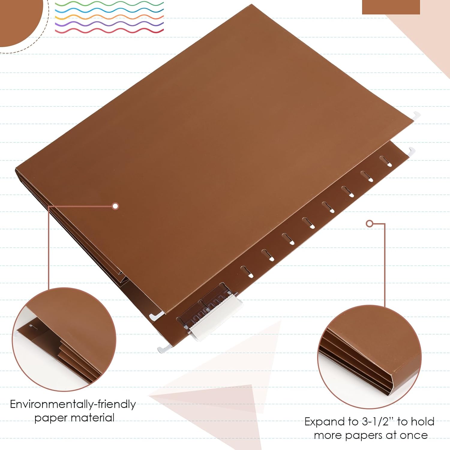 Yaomiao 36 carpetas colgantes de archivos, tamaño carta, carpetas de archivador de 1 a 3.5 pulgadas, organizador lateral para colgar archivos con