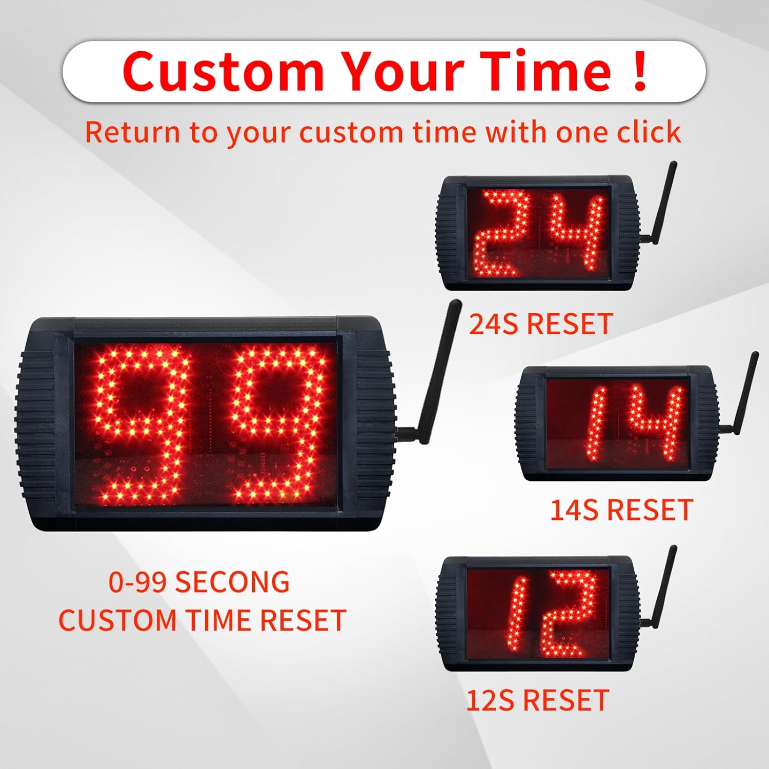 YZ 5 INCH LED Custom Time 1214202434 Seconds Shot Clock Countdown Timer Clock for Basketball Game, Portable Shot Clock Timer for Basketball Court,