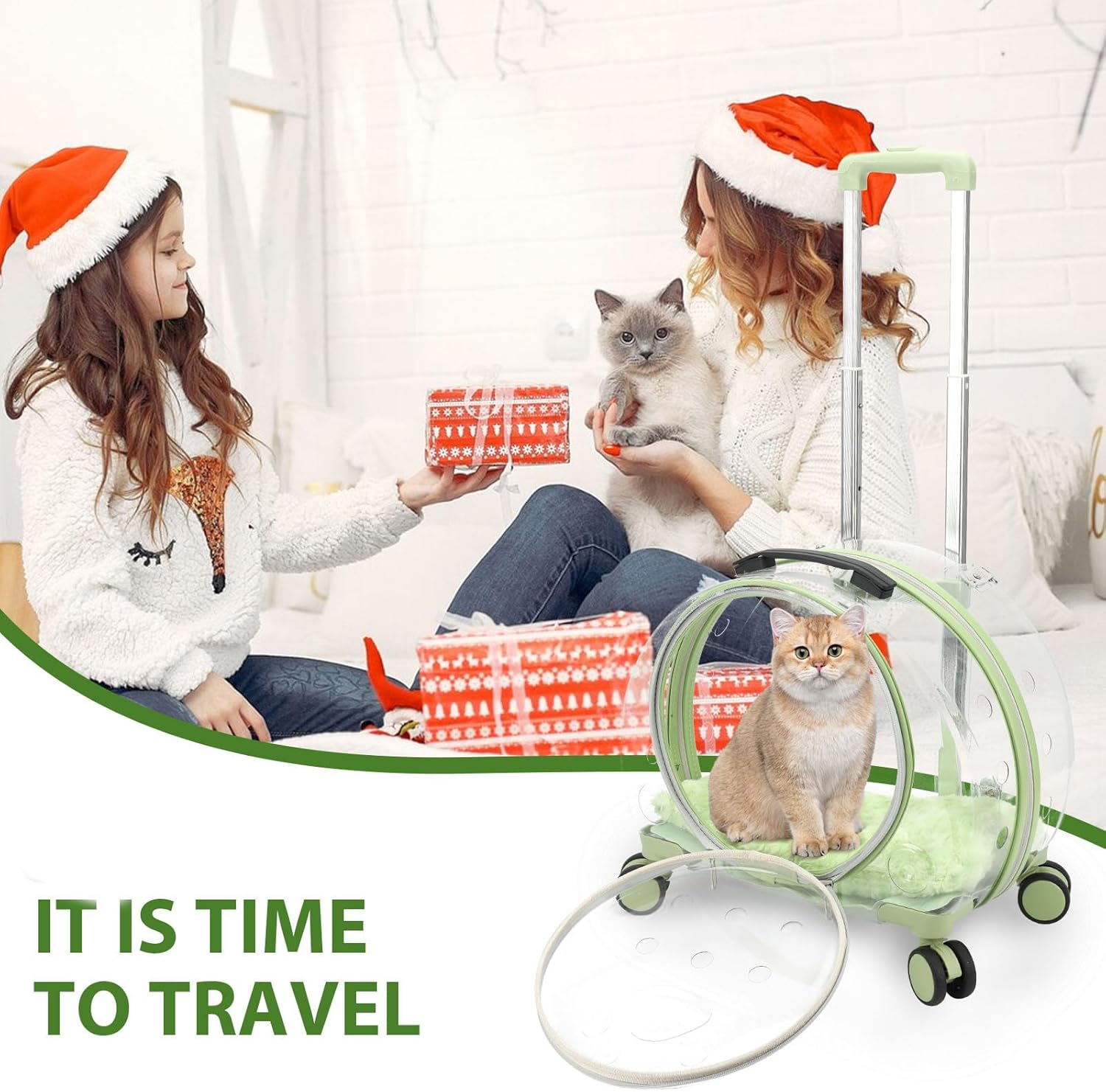 TripleHare Mochila transportadora de mascotas transparente y totalmente transpirable con ruedas para perros, gatos, loros o conejos, múltiples