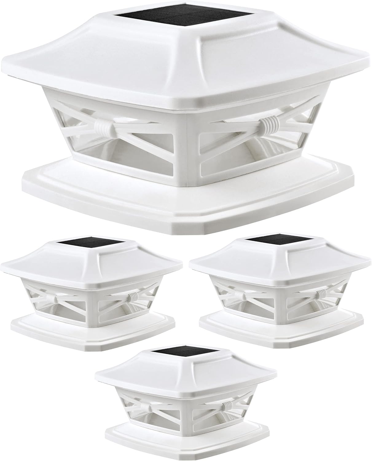 Davinci Lighting – Lámpara solar Flexfit para exteriores con base para postes de madera de 4 x 4, 5 x 5 y 6 x 6 pulgadas, luz LED brillante, color