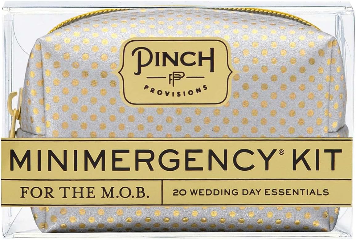 Pinch Provisions Kit de minimergencia para M.O.B, incluye 20 artículos esenciales de emergencia imprescindibles para el gran día, bolsa compacta y