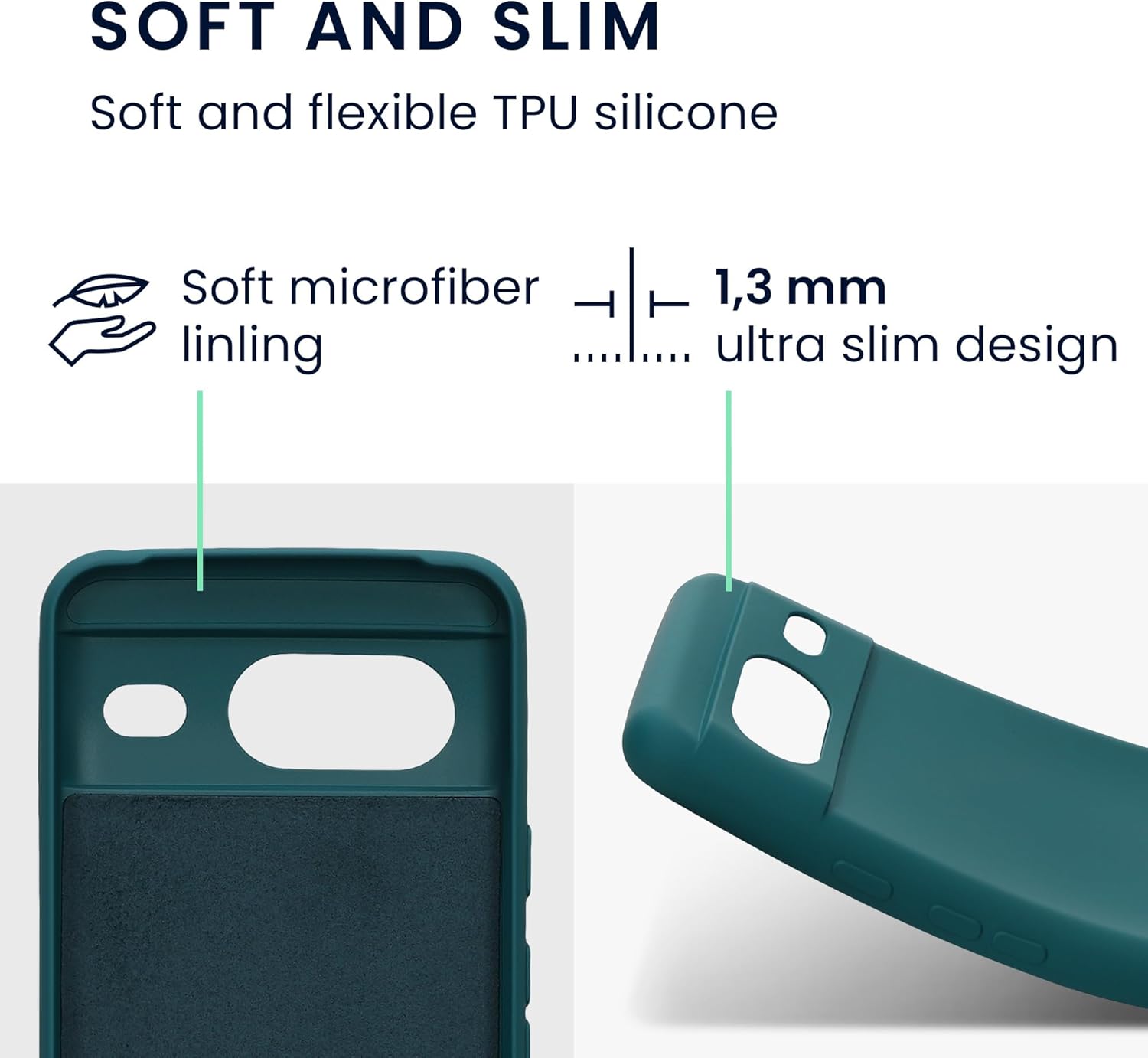 kwmobile Funda compatible con Google Pixel 8 – Funda protectora delgada de TPU con acabado mate suave – Verde azulado mate
