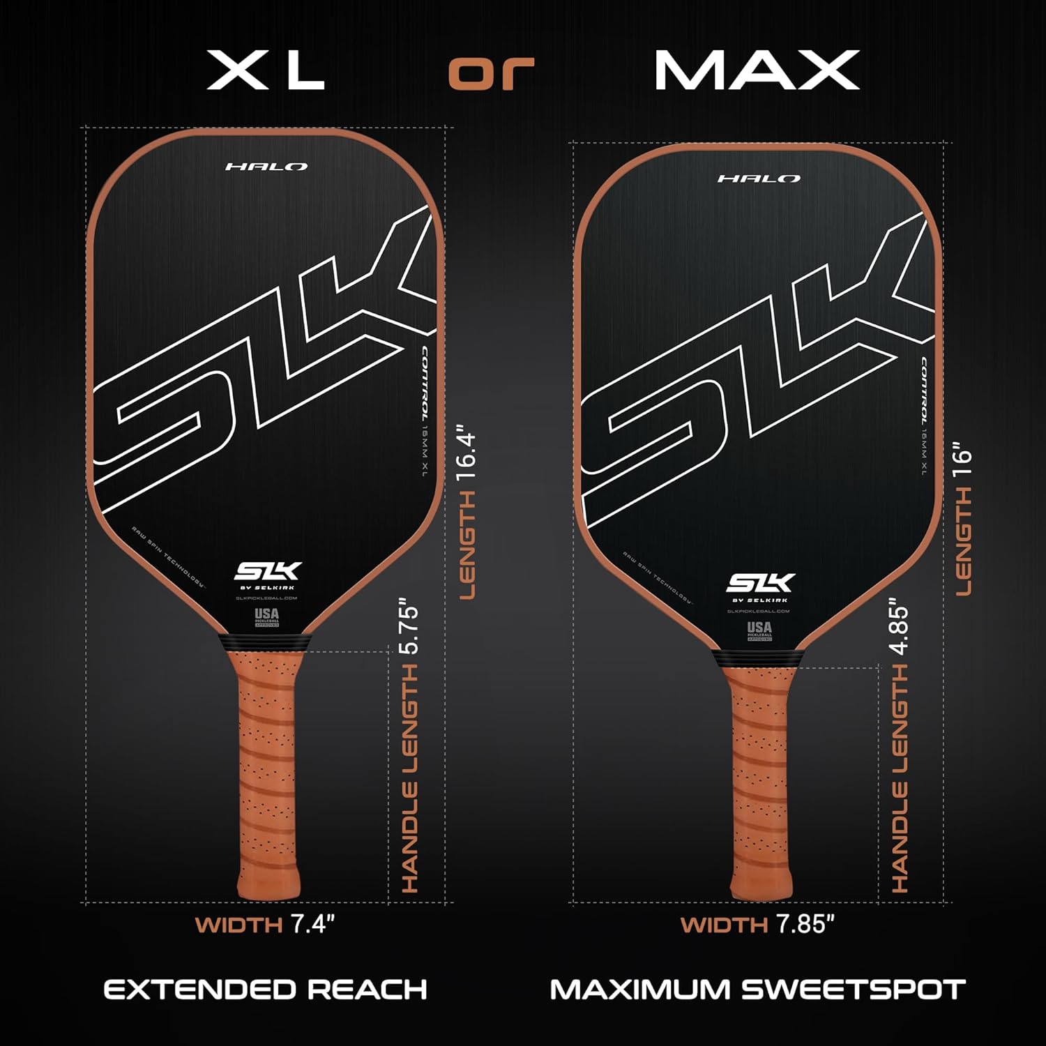 Selkirk SLK 2024 Halo Control y Halo Power Pickleball Paddle  Pala de pickleball de fibra de carbono cruda con un núcleo de polímero de potencia