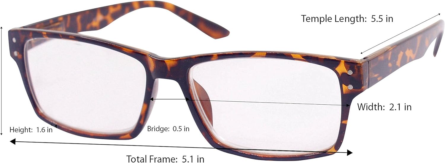 Inner Vision – Gafas de lectura para computadora con funda, antideslumbrantes, resistentes a los arañazos, bisagras de resorte, unisex, (1.25 x